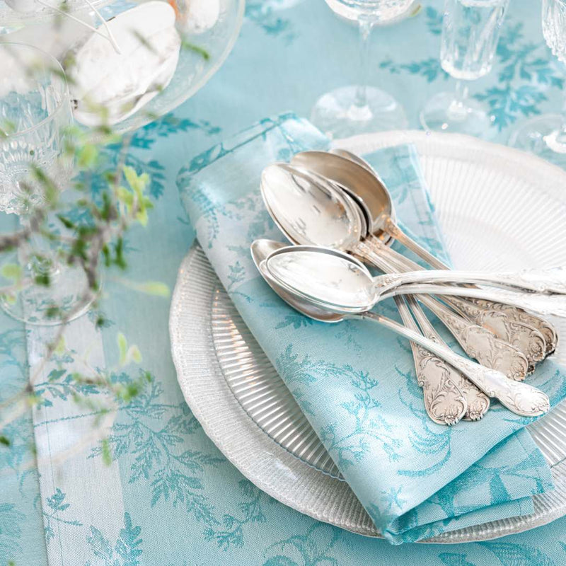 'Jardin d'Eden' Linen Runner in Blue by Le Jacquard Français