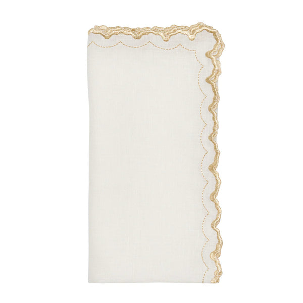 Amiramour Arches Napkin in White & Gold by Kim Seybert 