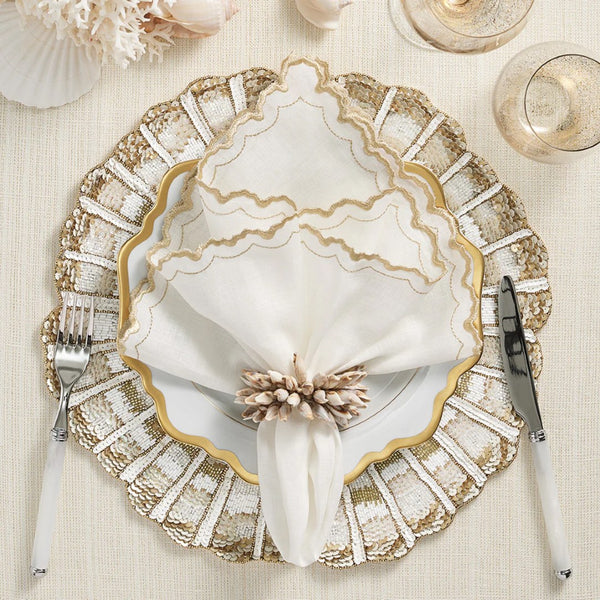 Amiramour Arches Napkin in White & Gold by Kim Seybert 1