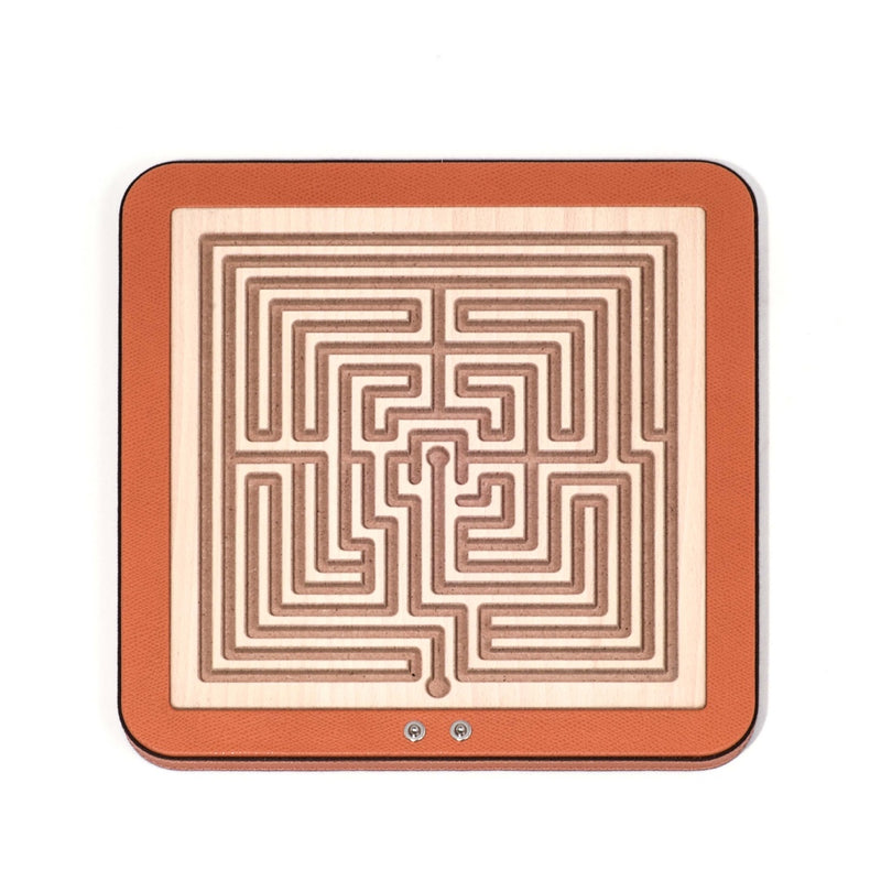 Arianna Square Labyrinth in Orange Grained Leather by Pinetti