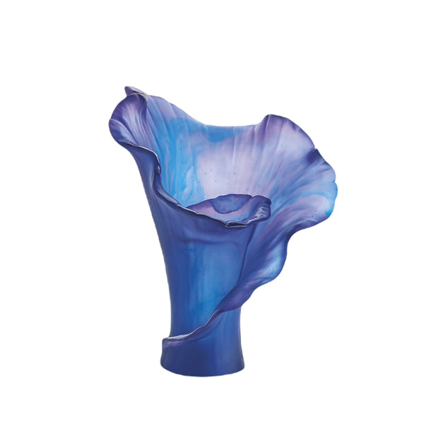 'Arum Bleu Nuit' Crystal Vase in Blue by Daum | Medium