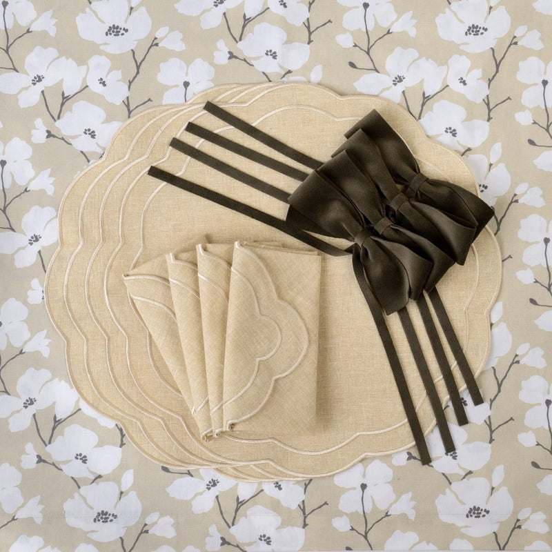 ‘Beige Petali’ Embroidered Napkins by Roseberry Home | Set of 4