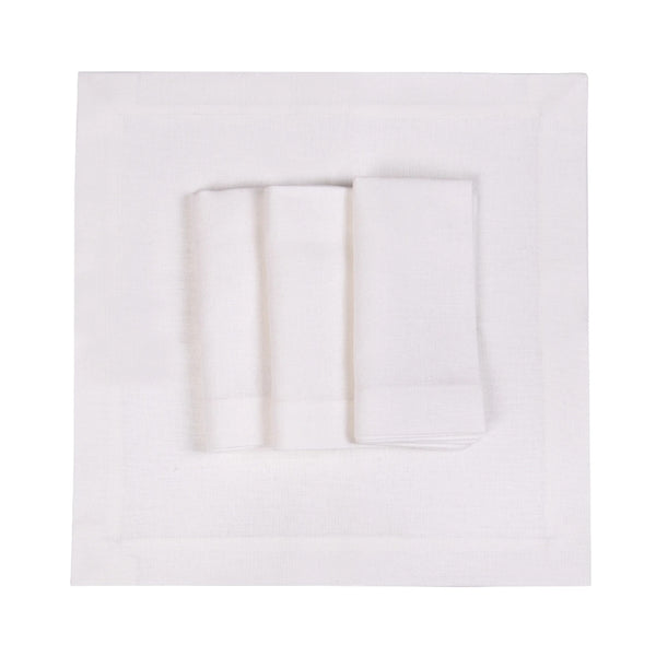 Amiramour Bianco Neve Linen Napkins by Roseberry Home 1