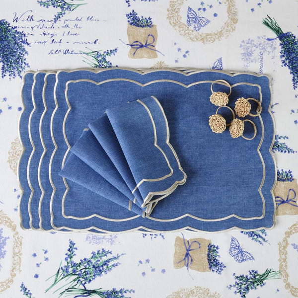 'Blue Onde’ Embroidered Napkins by Roseberry Home | Set of 6