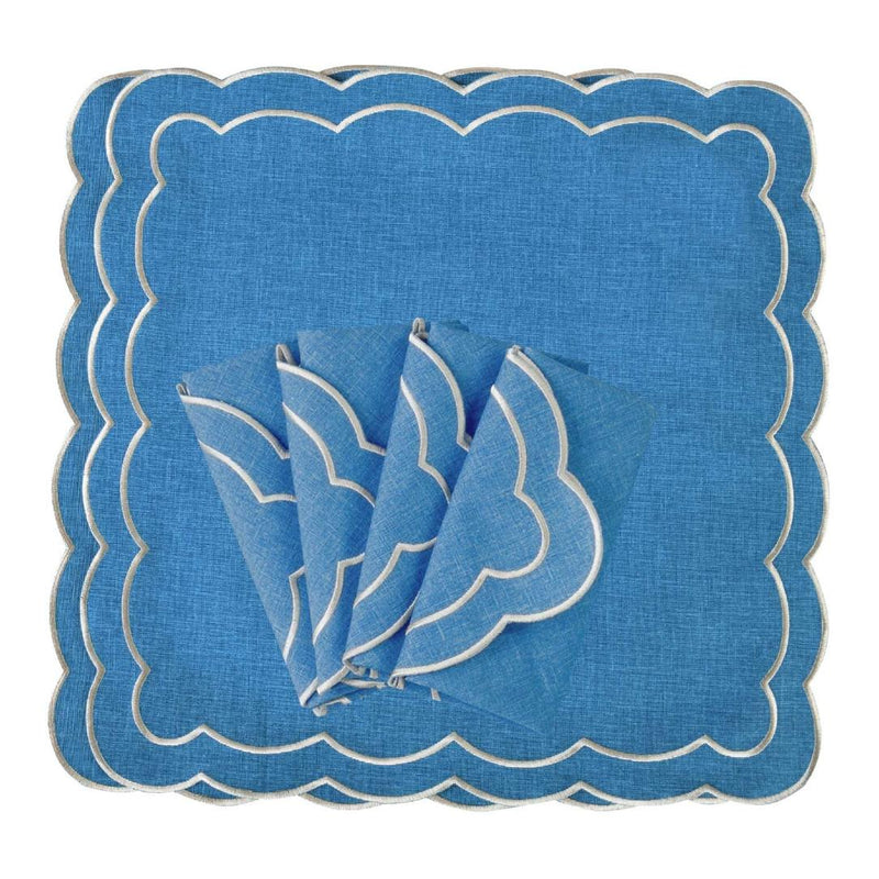 'Blue Petali’ Embroidered Napkins by Roseberry Home | Set of 6