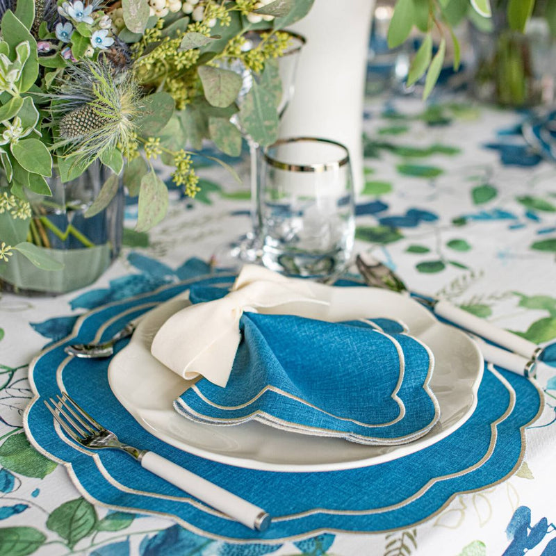 ‘Blue Petali’ Embroidered Placemats by Roseberry Home- Set of 6
