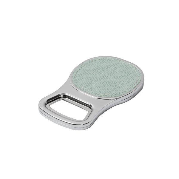 Bottle Opener Brooklyn Chrome Metal Finish with Leather Inserts by Giobagnara