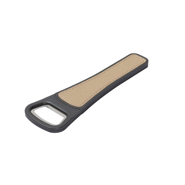 Bottle Opener Long 'Brooklyn' Bronze Metal Finish with Leather Inserts by Giobagnara