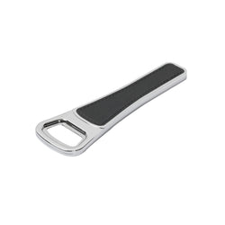 Bottle Opener Long 'Brooklyn' Chrome Metal Finish with Leather Inserts by Giobagnara