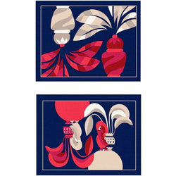 'Bubble Marine' Reversible Placemats Toucan and Vase Motifs by Alto Duo - Set of 2