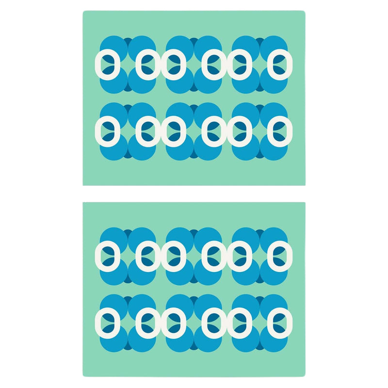 'Bubble Vert' Reversible Placemats Toucan and Vase Motifs by Alto Duo - Set of 2