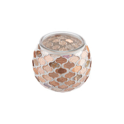Candle Holder Mosaic in Pink Glass