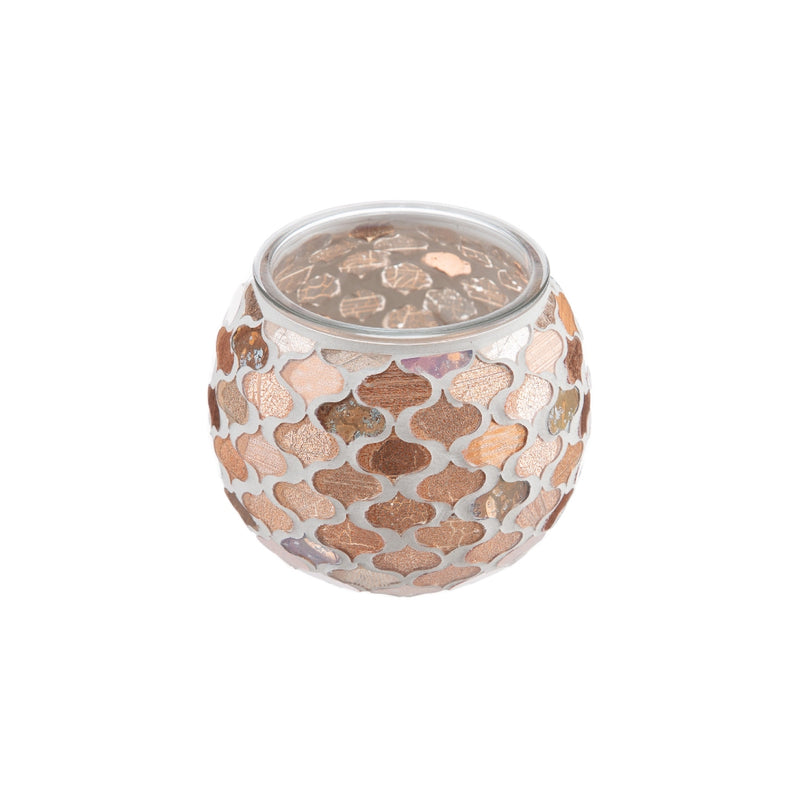 Candle Holder Mosaic in Pink Glass