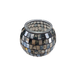 Candle Holder Mosaic in Black Glass