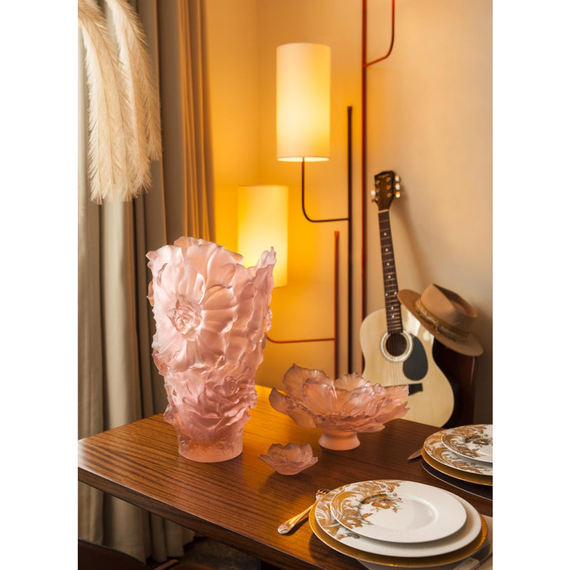 Camelia Flower Crystal Decorative Bowl in Pink by Daum | Large