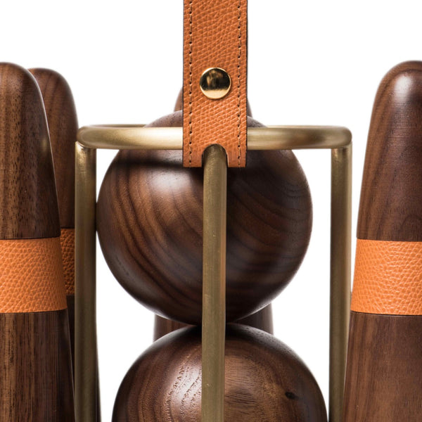 Portable Bowling Set in Canaletto Walnut Wood by Pinetti