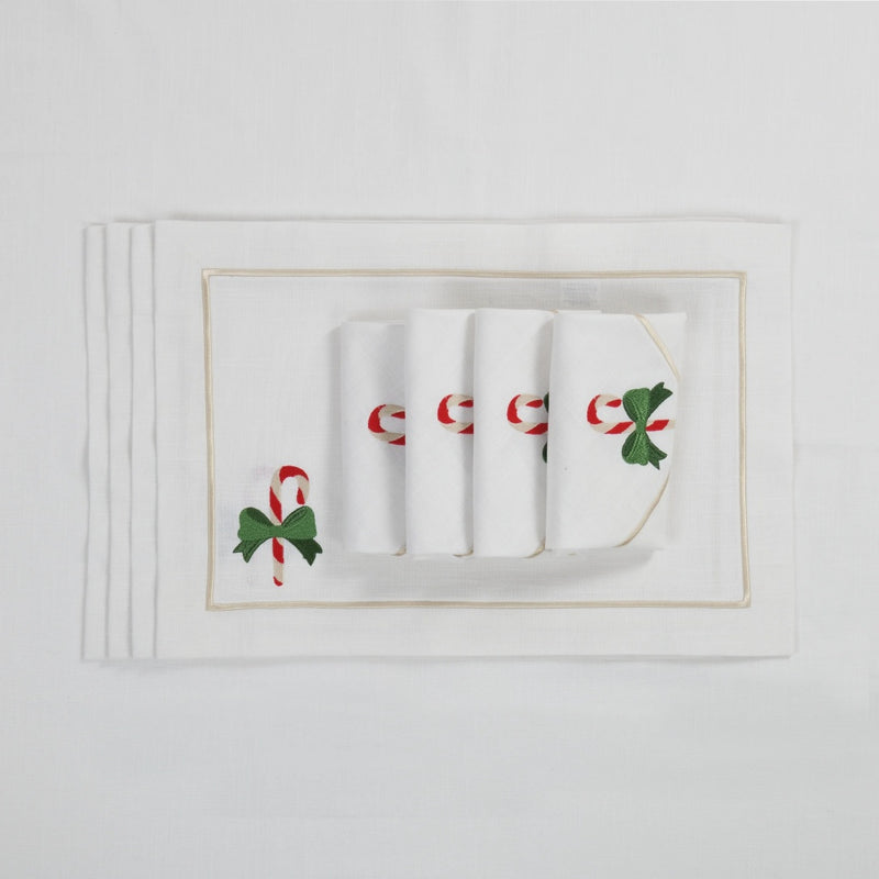 'Candy Cane Panama' placemats by Roseberry Home | Set of 6