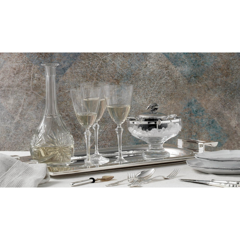 Footed Caviar Bowl, Sterling Silver and Crystal by Robbe & Berking