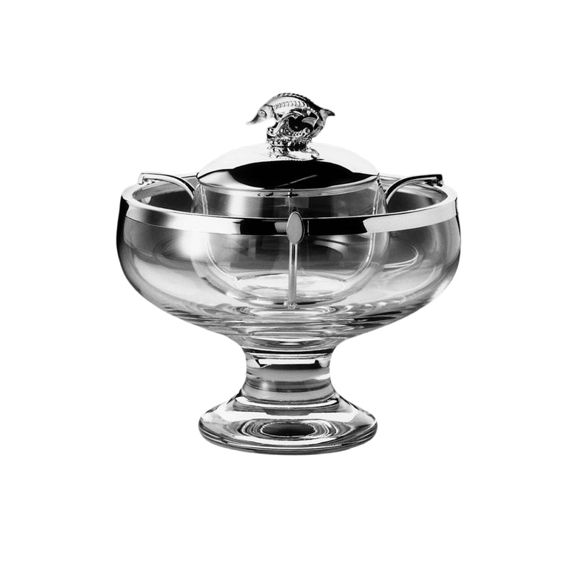 Footed Caviar Bowl, Sterling Silver and Crystal by Robbe & Berking