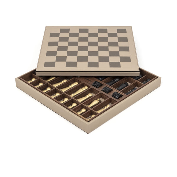 Chess & Checkers Game Board in Taupe by Pinetti