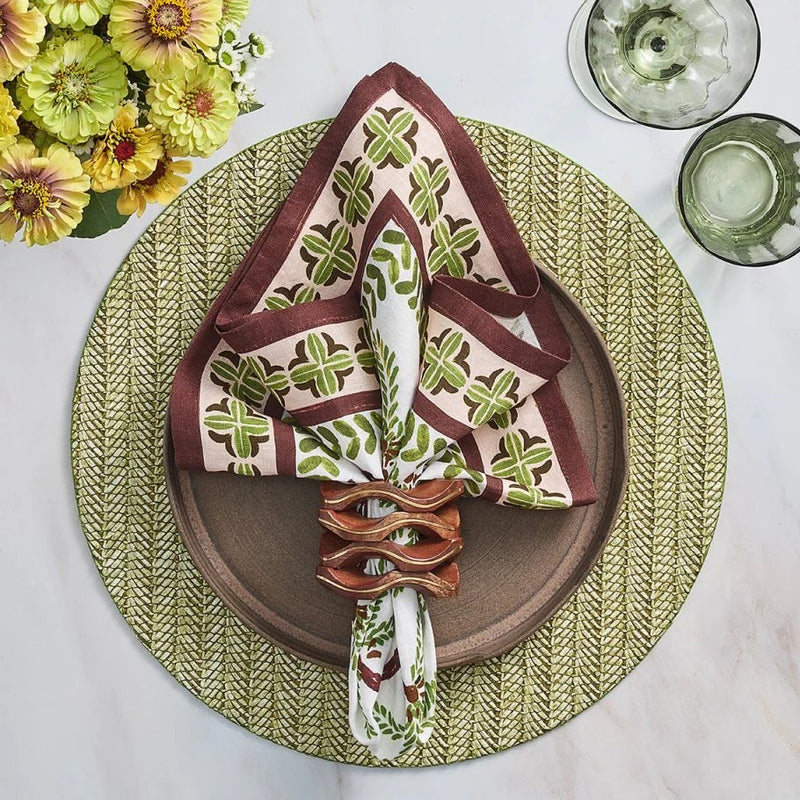 Chevron Placemat in Moss Green | Set of 4