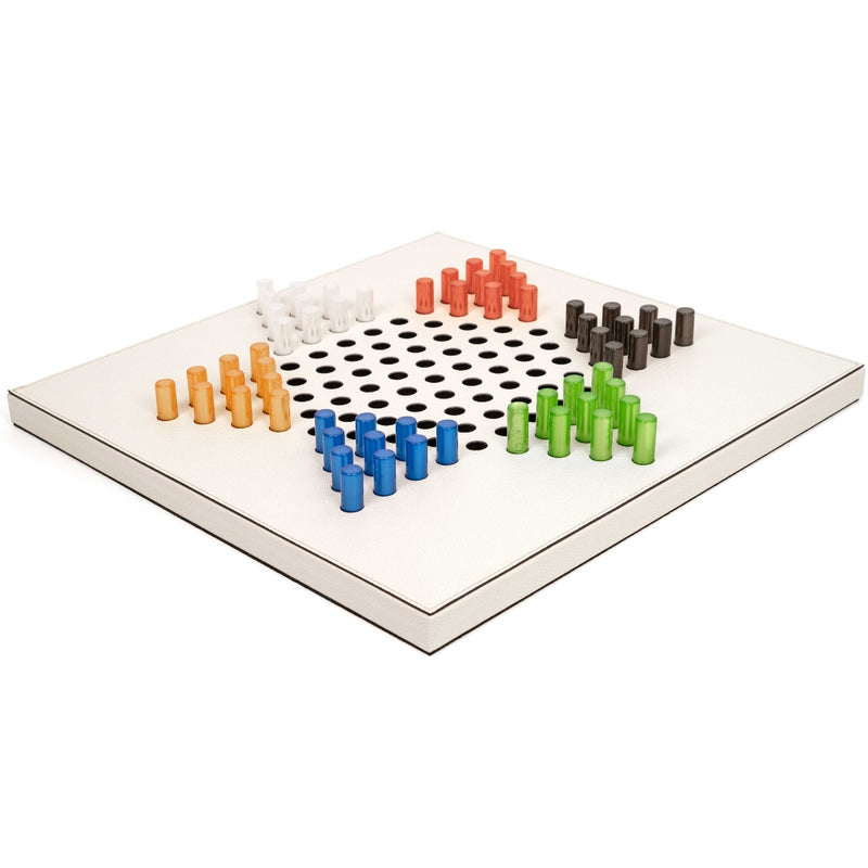 Chinese Checkers Game Set On Grained Leather Board by Pinetti
