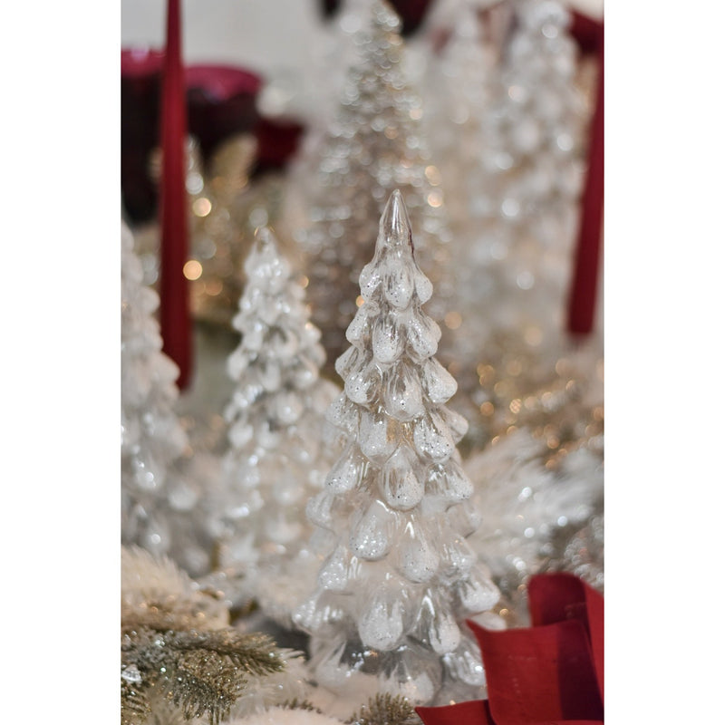 Christmas Glass Tree in Glittery White by SHISHI 25cm