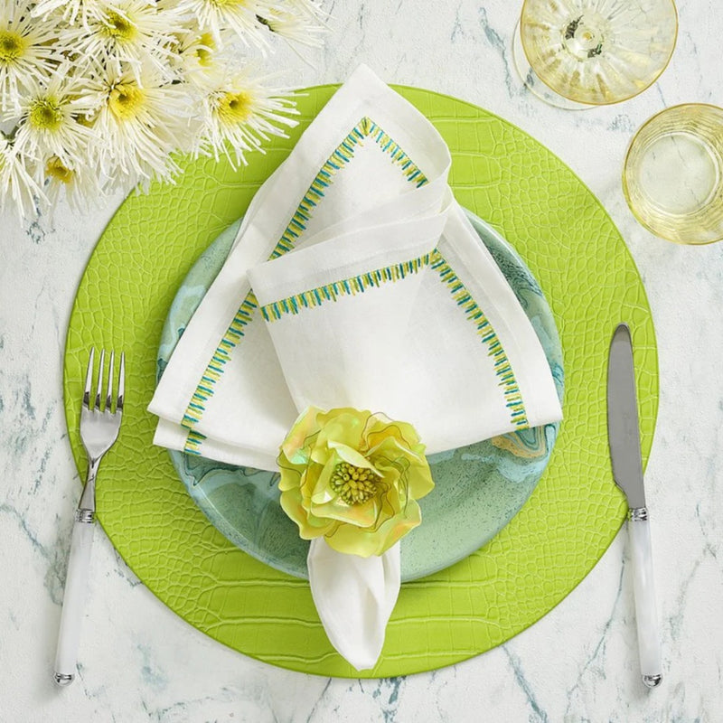 Croco Placemat in Citron Green by Kim Seybert | Set of 4