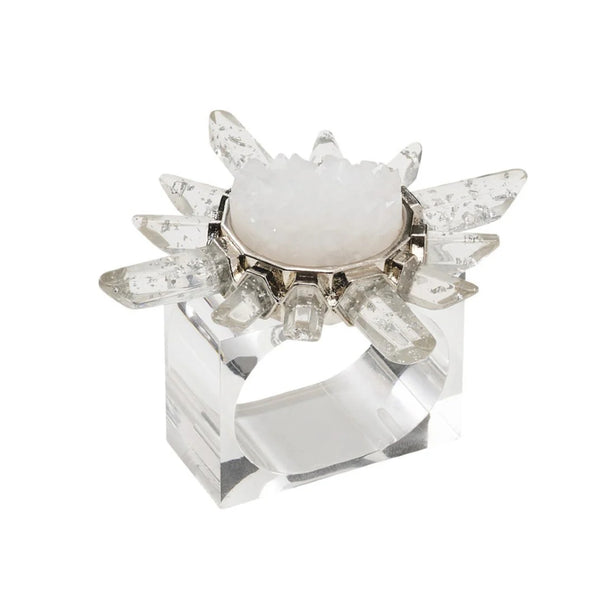 Coronet Napkin Ring in Silver & Crystal by Kim Seybert | Set of 4 in a Gift Box