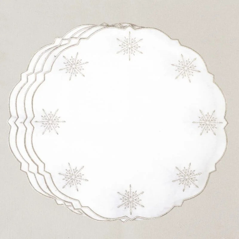 'Silver Stars' Round Cotton Placemat by Roseberry Home - Set of 6