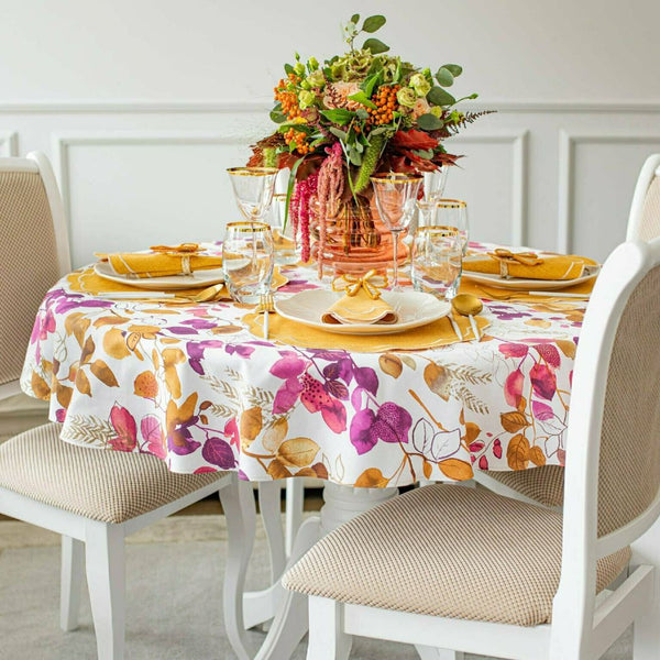 'Purple Sparrow round cotton tablecloth' by Roseberry Home