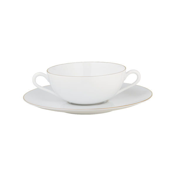Amiramour Cream Soup Cup with Lid & Saucer - Monceau Gold by Raynaud 2