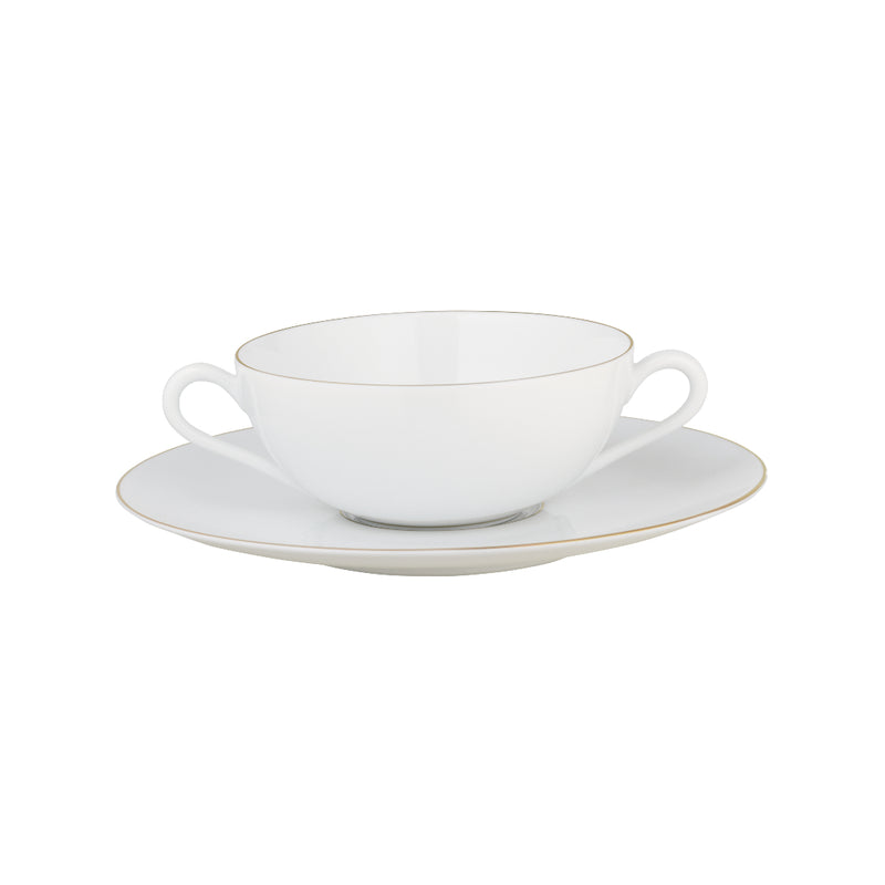 Amiramour Cream Soup Cup with Lid & Saucer - Monceau Gold by Raynaud 2