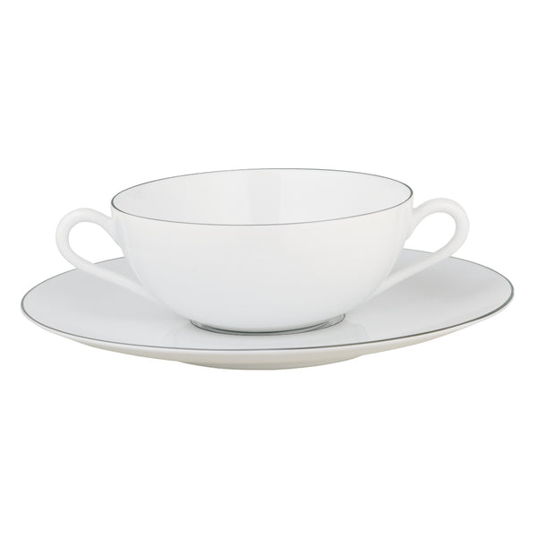 Amiramour Cream Soup Cup with Lid & Saucer - Monceau Platine by Raynaud 2