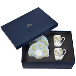 Set of 2 Espresso Cups and Saucers Turquoise in a Gift Box - Paradis
