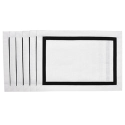 White Cotton Placemat with Black Stripe Border by Roseberry Home | Set of 6
