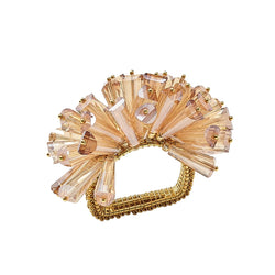 Front view of champagne Dazzle Napkin Ring with faceted glass beads by Kim Seybert