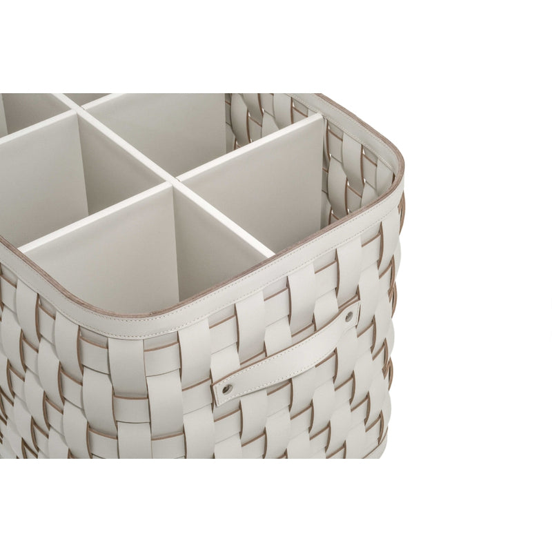 'Demetra' Rectangular Shoe Basket, Vegan Leather in Cream by Pinetti