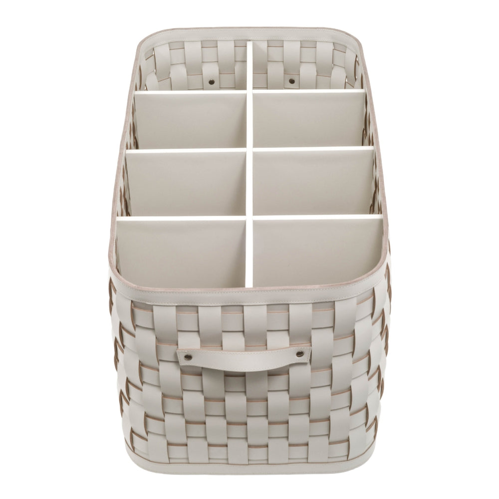 Demetra Rectangular Shoe Basket Vegan Leather in Cream by Pinetti Amiramour