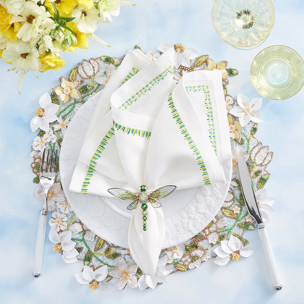 Dragonfly Napkin Ring in Green Set of 4 in a Gift Box Amiramour