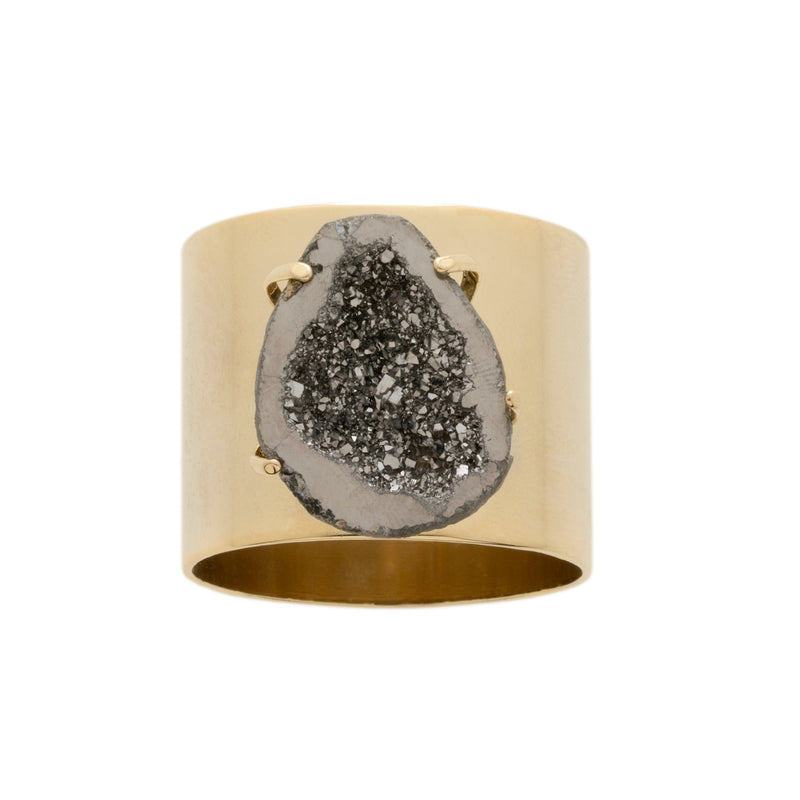 Druzy Stone Napkin Ring in Gold by Joanna Buchanan | Set of 2