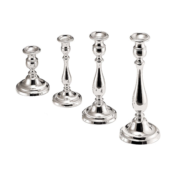 English Round Silver Plated Candlestick by Greggio