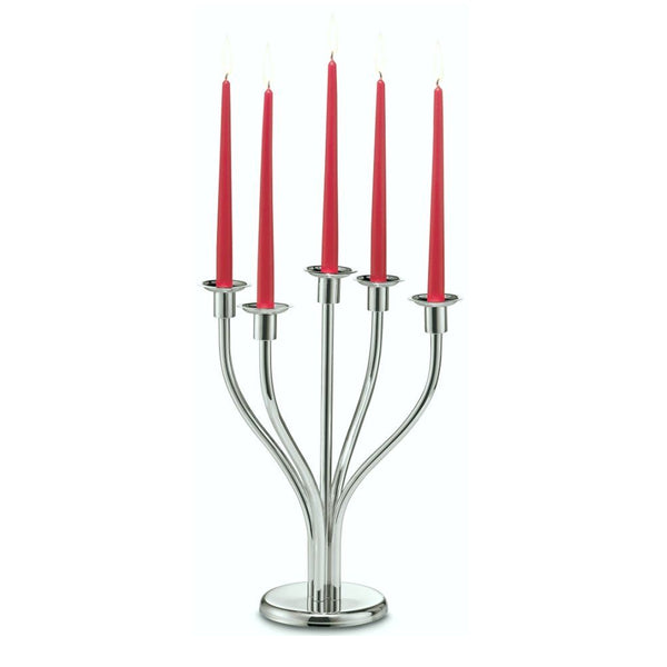 'Essentia' Silver-Plated Five Stem Rounded Candle Holder by Schiavon