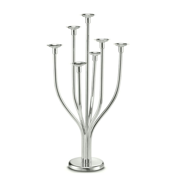 'Essentia' Silver-Plated Seven Stem Rounded Candle Holder by Schiavon
