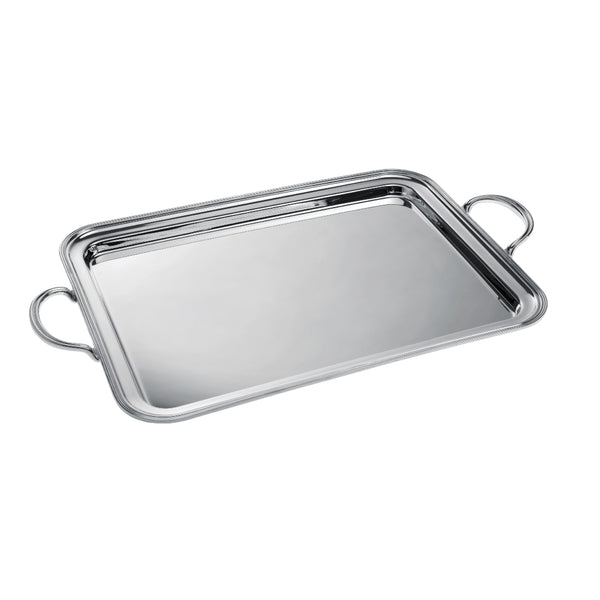 Rectangular Rencontre Silver-Plated Service Tray with Handles, Medium by Ercuis