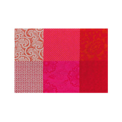 'Fleurs de Kyoto' Linen Placemat in Cherry Red by Le Jacquard Français | Set of 4