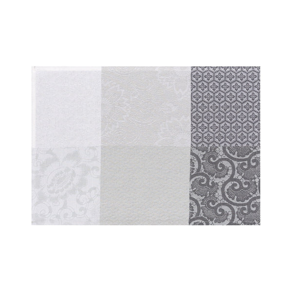 'Fleurs de Kyoto' Linen Placemat in Mist Grey by Le Jacquard Français | Set of 4
