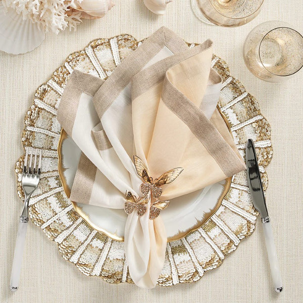 Flutter Napkin Ring in Champagne & Gold | Set of 4 in a Gift Box
