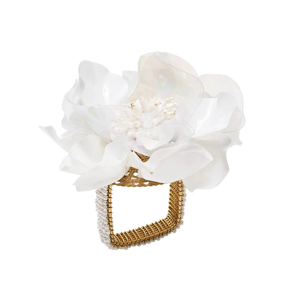 Gardenia Napkin Ring in White by Kim Seybert | Set of 4
