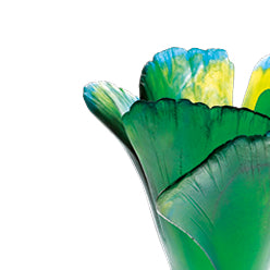 'Ginkgo' Crystal Vase in Green by Daum | Large